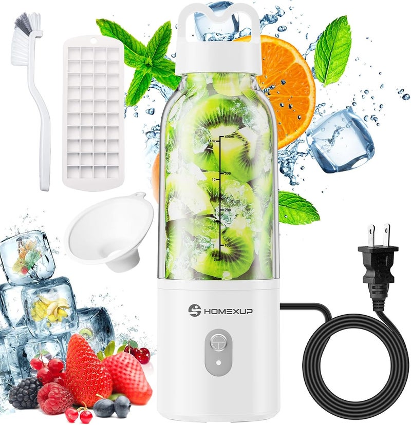 HOMEXUP Portable Personal Blender 17 OZ/500 ML Juicer, 175W Personal Size Blender, Ideal for Smoothies, Ice Blending, Juicing, and Food Processing, Compact, Convenient, and Versatile (White) - Image 1